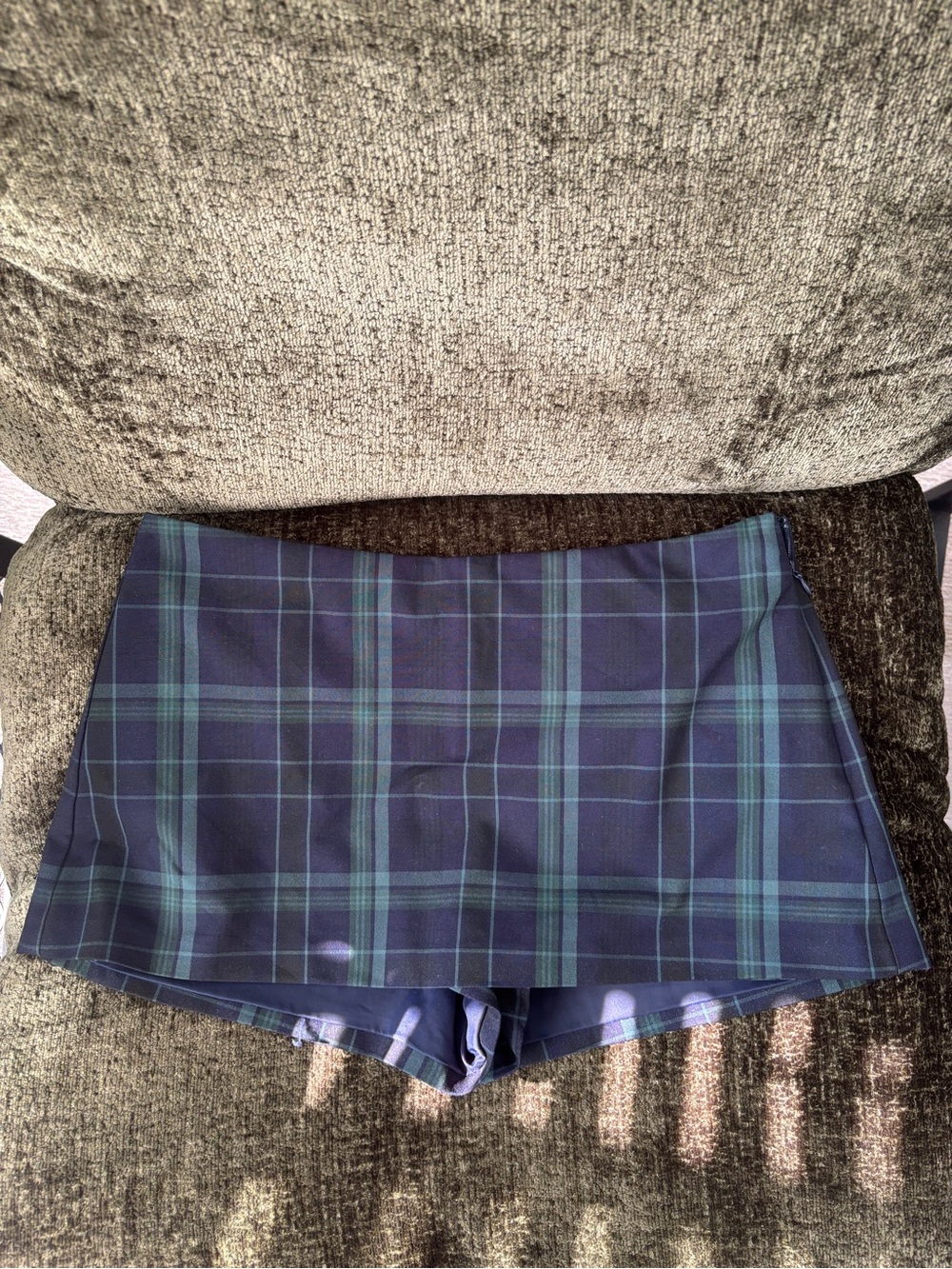 Aritzia Navy and Teal Plaid Skort